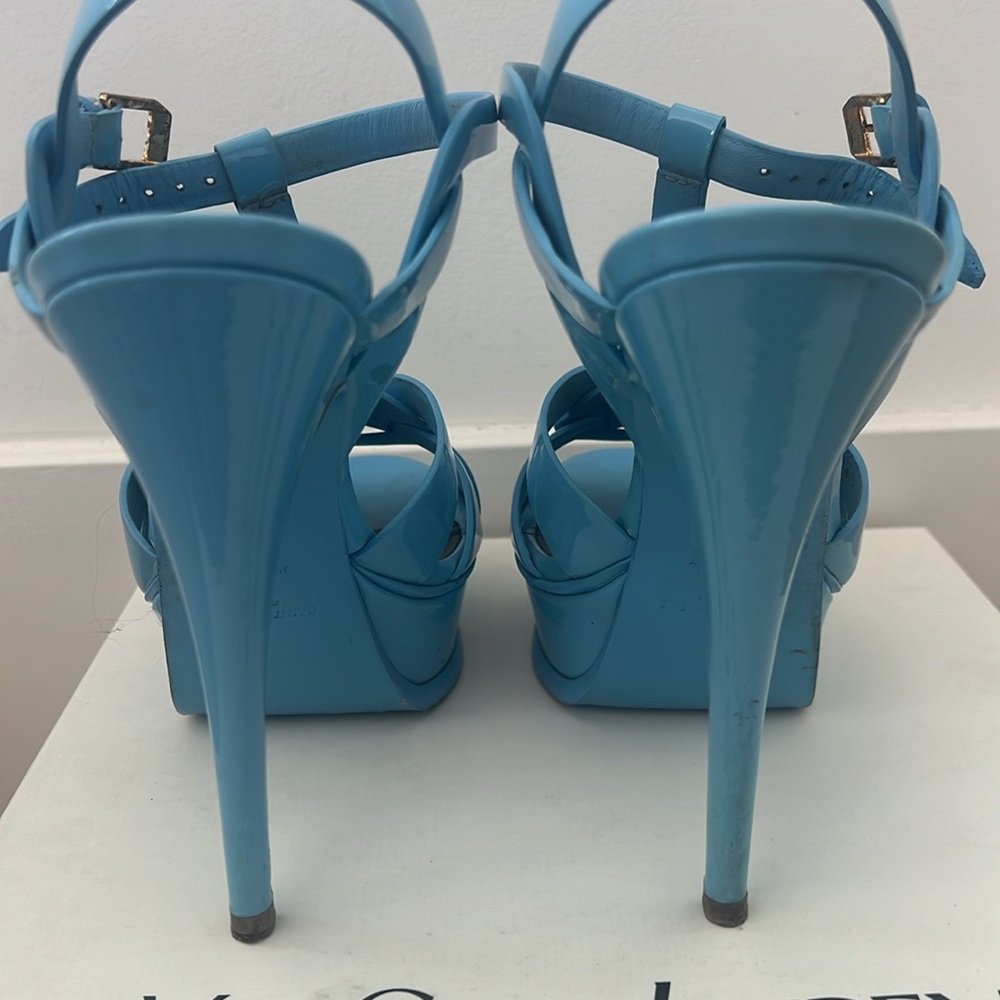 SAINT LAURENT YSL Tribute T-Strap Platform Patent Leather Sandals - Picture 3 of 7